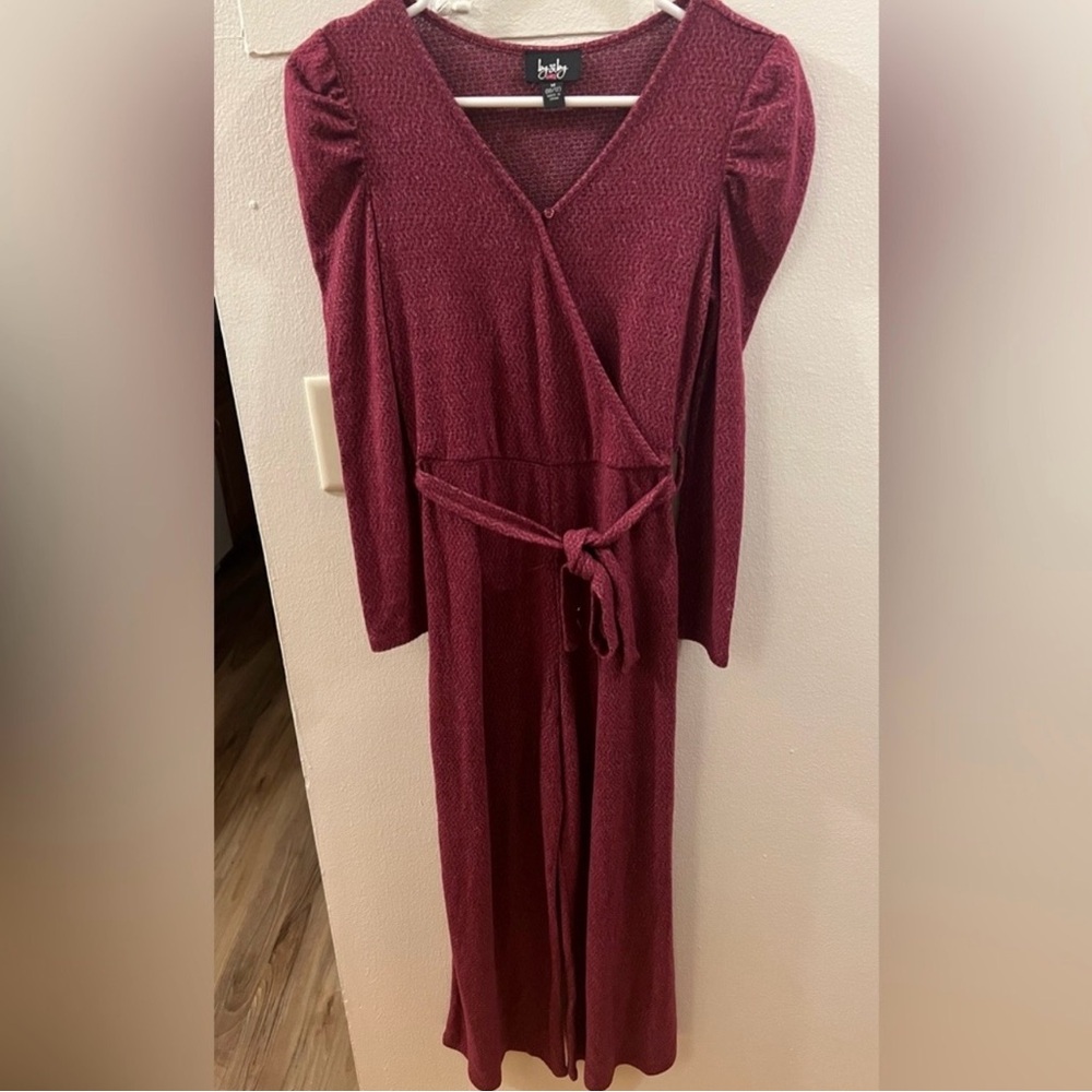 By & By Girl Jumpsuit Size Medium (10/12) Mauve Puffed Sleeve Belt